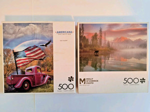 Lot Of 2 Buffalo Americana Collection 500 Pc Puzzles ( Old Glory )