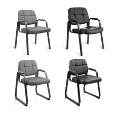 CLATINA Leather Guest Chair Black Waiting Room Office Desk Side Chairs Reception