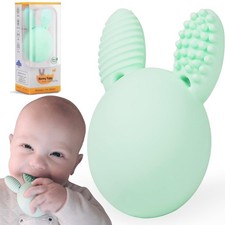 Mint Easter Bunny Teething Toy - Safe Silicone Rattle  Sensory Toy for Infants