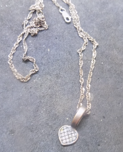Collar de cadena de plata 925 Milor de colección con colgante de corazón grabado sin marca (520) - Imagen 3 de 5