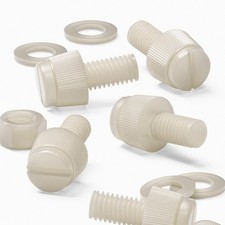 50x Natural Nylon Slotted Knurled Thumbscrews M5 x 10 mm, Nuts  Washers