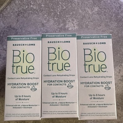 6 Pack biotrue HydrationBoost Rehydrating Contact Preservative Free,10m Exp9/27