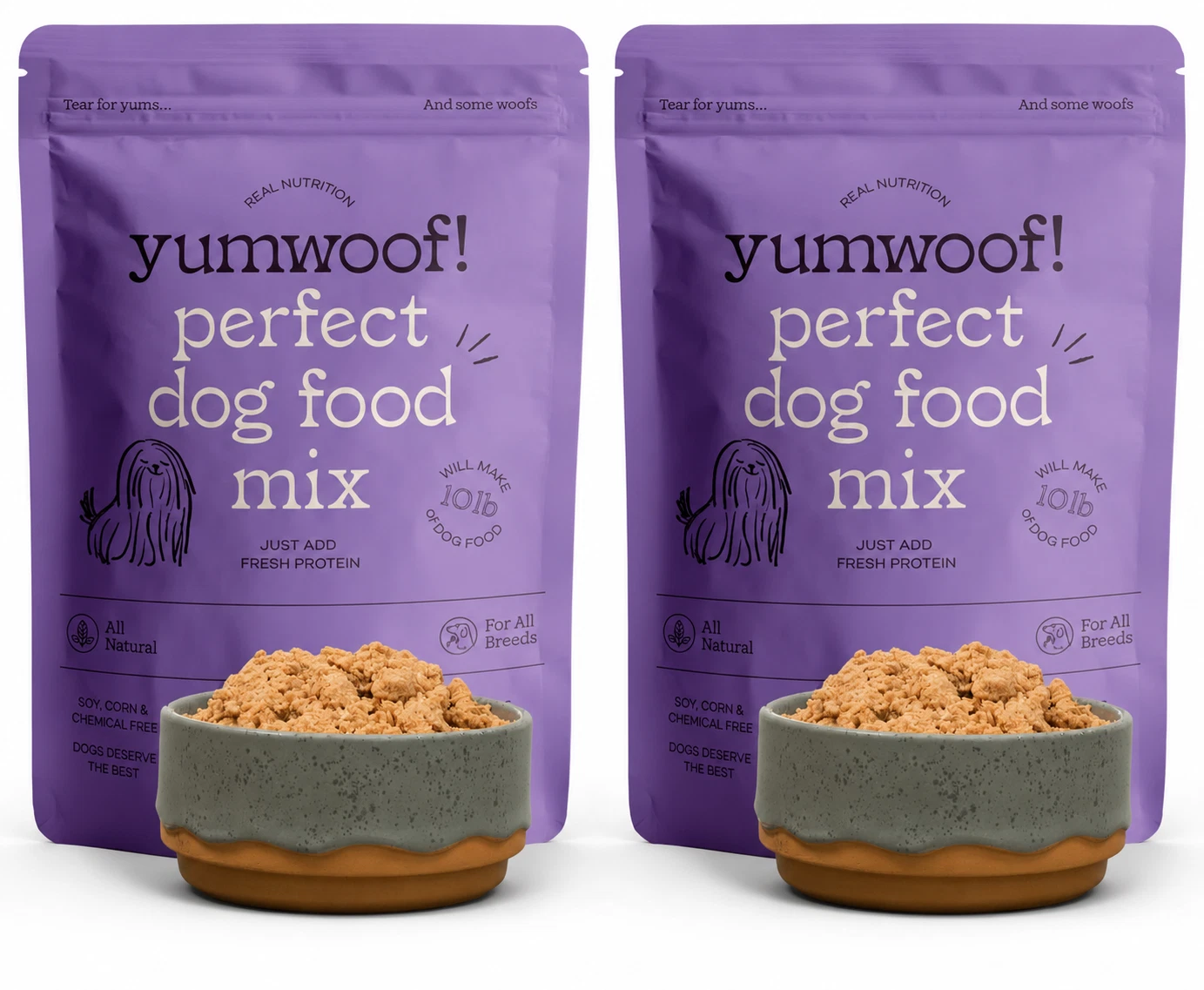 Yumwoof Perfect Dog Food Mix Improved Taste Recipe 2 Pack Natural Dog Food