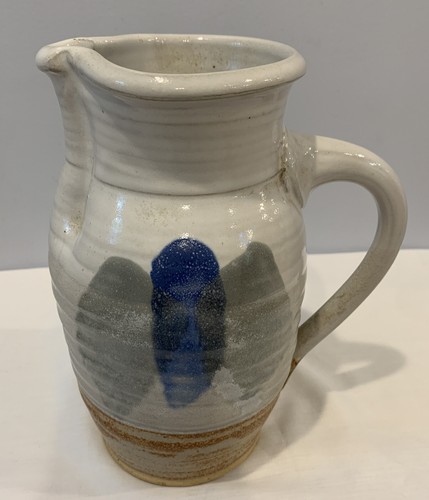 Gorgeous Art Pottery Pitcher 8-1/4" Tall Signed NS Modern Butterfly 2+ Pounds - Picture 8 of 12