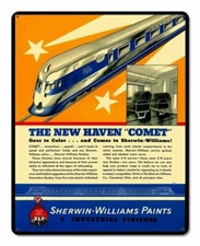 NEW HAVEN COMET SHERWIN WILLIAMS PAINT 15" HEAVY DUTY USA MADE METAL ADV SIGN