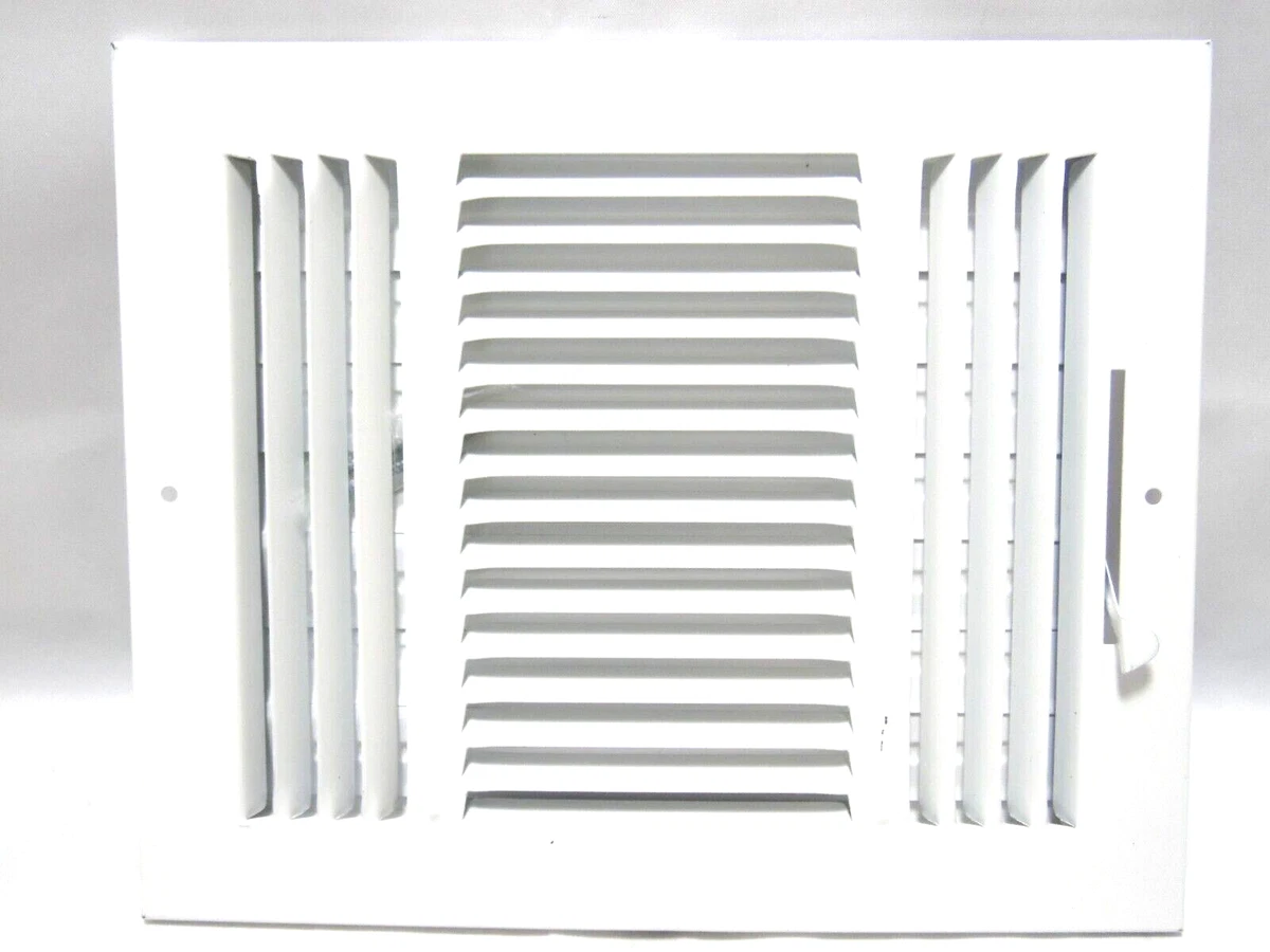 10 In. X 8 In. 3-Way Steel Wall/Ceiling Register in White High Quality OPEN  | eBay