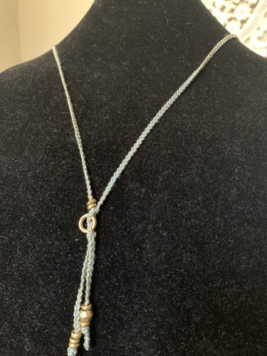 $98 NWT CHAN LUU TURQUOISE/GOLD FABRIC BRAIDED NECKLACE- JC310 - Picture 4 of 5