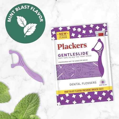 Plackers Dental Flossers Gentleslide, RESEALABLE, Mint, 210 Floss Picks Total - Picture 4 of 6