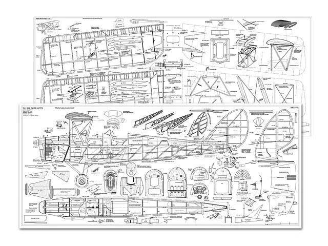 DH.82A Tiger Moth 20% 70" Wingspan RC Model Airplane Printed Plans Templates - Image 2 of 2