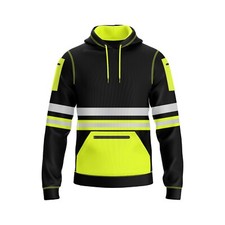 Image of Hi Vis Viz High Visibility Safety Work Security Pocket Pullover Sweatshirt Hoody