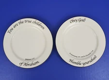 Set of 2 Feed on the Word Appetizer Dessert Bread Plates Gal.  Deut.  6.25"