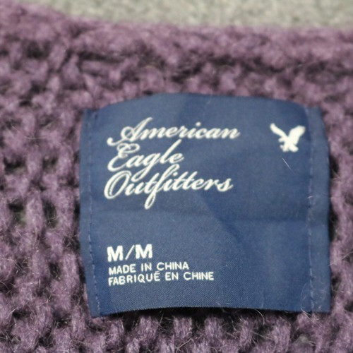 American Eagle Outfitters 10% Mohair 15% Wool Knit V Neck Sweater Purple M - Picture 8 of 19