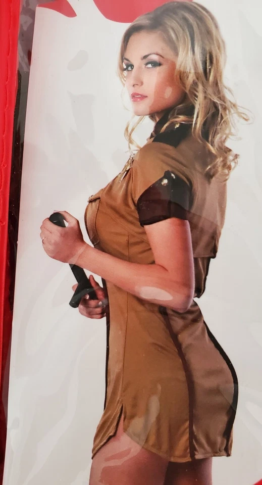  Disfraz de oficial de policía del sheriff adulto vestido mediano encogido de hombros insignia sexy policía nuevo Foto 4 de 4