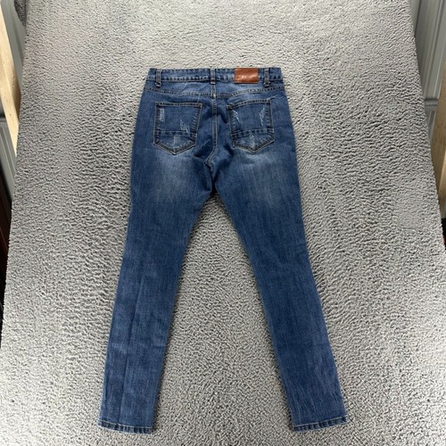 Estivaneli Jeans Mens 34x32 Skinny Straight Patch Work Distressed Stretch - 第 6/12 張圖片
