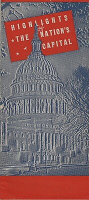 Vintage Washington DC Map Lists of Points of Interest, History Tourist Folder