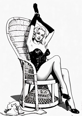 Diana Dors einzigartiger Line Art Illustrationsdruck 06