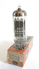 One 1960s GE 5-Star 6203 rectifier tube - Hickok TV7D tested @ 54/54, min:40/40