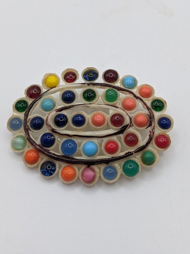 Colorful Art Deco Brooch Plastic Unique Estate Jewelry Possible Handmade Item