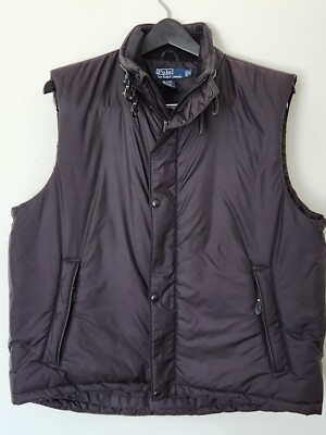 Polo Ralph Lauren Leather Strapped Trim Insulated Puffer Vest Women's XL  EUC