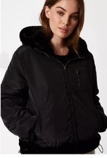 Fur Bomber Jacket Black Reversible Size Uk S (10) New With Tag James Lakeland