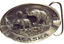 VTG ACE 1988 Alaska Polar Bear of Midnights Sun Belt Buckle 3D Made in USA 3.28