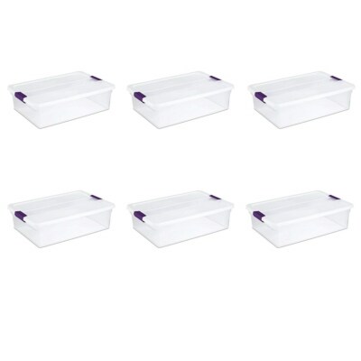 Sterilite 17551706 32 Quart 30 Liter Clear Storage Container, 6-Pack
