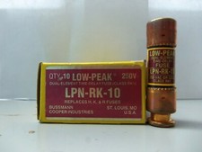 New Lot Bussmann LPN-RK-10 10 Amp Fuses Low Peak 240V NIB