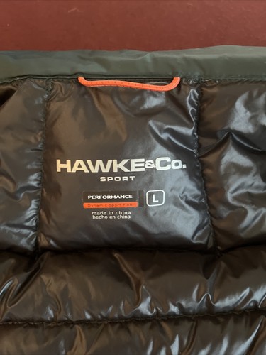 HAWKE & CO MENS HOODED AQUA BLUE PERFORMANCE PUFFER COAT SIZE LARGE - Picture 5 of 5