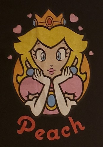 NINTENDO Princess Peach Ladies Size Medium Black T-Shirt - Picture 2 of 4
