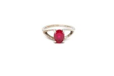 Sterling Silver 925 Lab-Created Ruby Ring Size 6