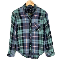 Rails Shirt Size Small Womens Teal Navy Pink Hunter Button Up Plaid Flannel