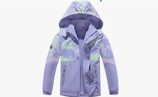 Boys Girls Rain Jacket Lightweight Waterproof Hooded Fleece Lined Coat Sz 4-12