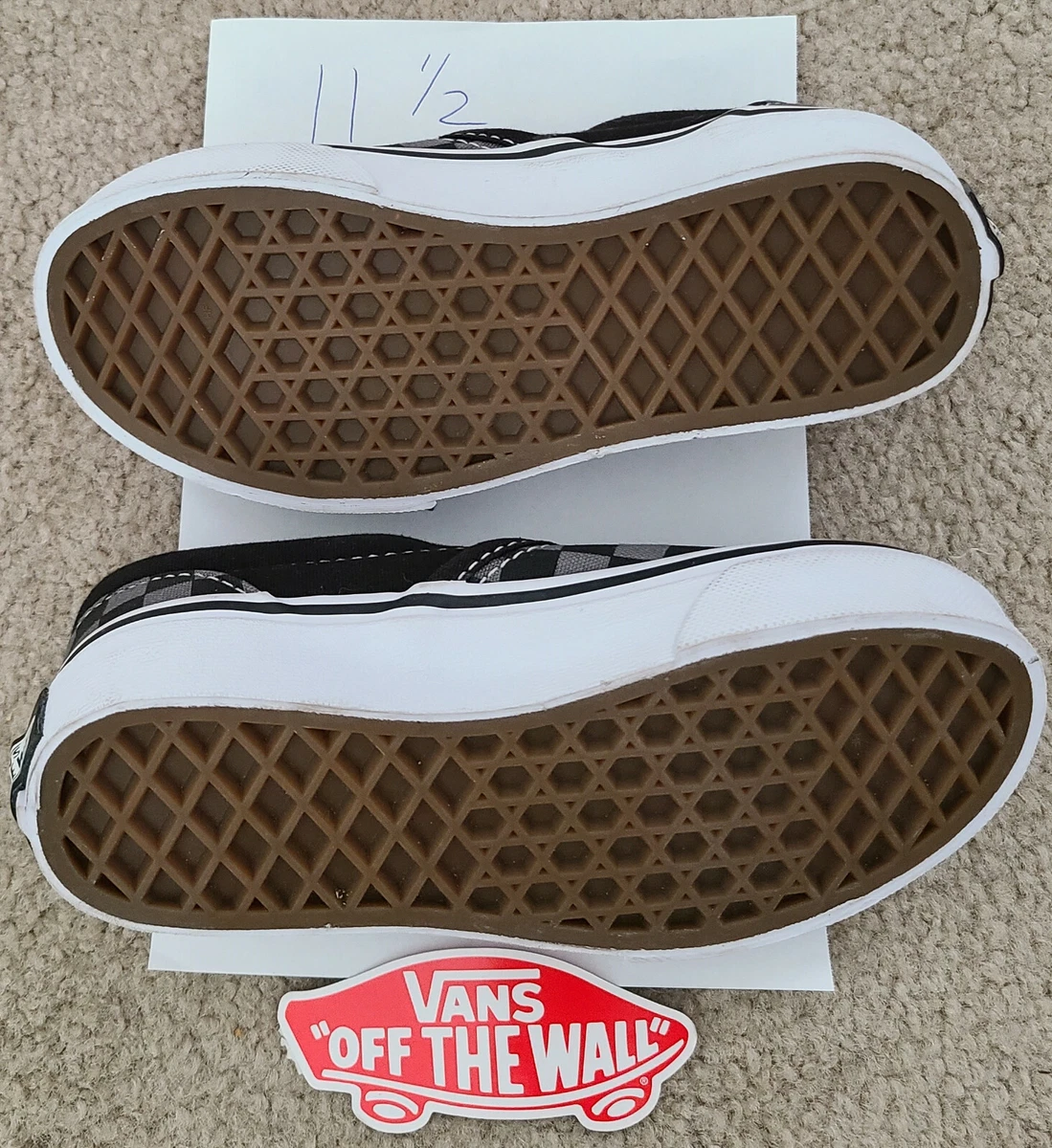 Kids VANS CLASSIC SLIP ON CHECKERBOARD BLACK PEWTER GRAY CHECKER