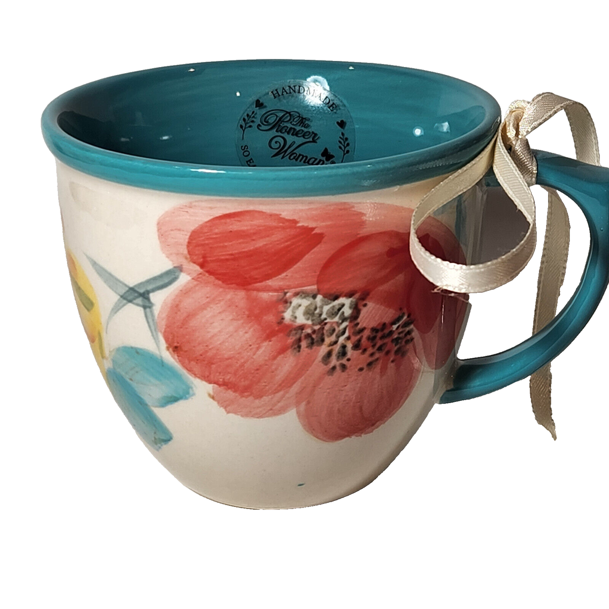 The Pioneer Women Floral Turquoise Colorful Coffee Tea Mug Cup 16 oz  Stoneware