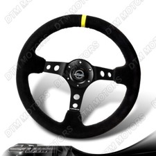Nrg 350mm 3.5 Deep Dish Black Suede Yellow Stripe 14 Racing Steering Wheel