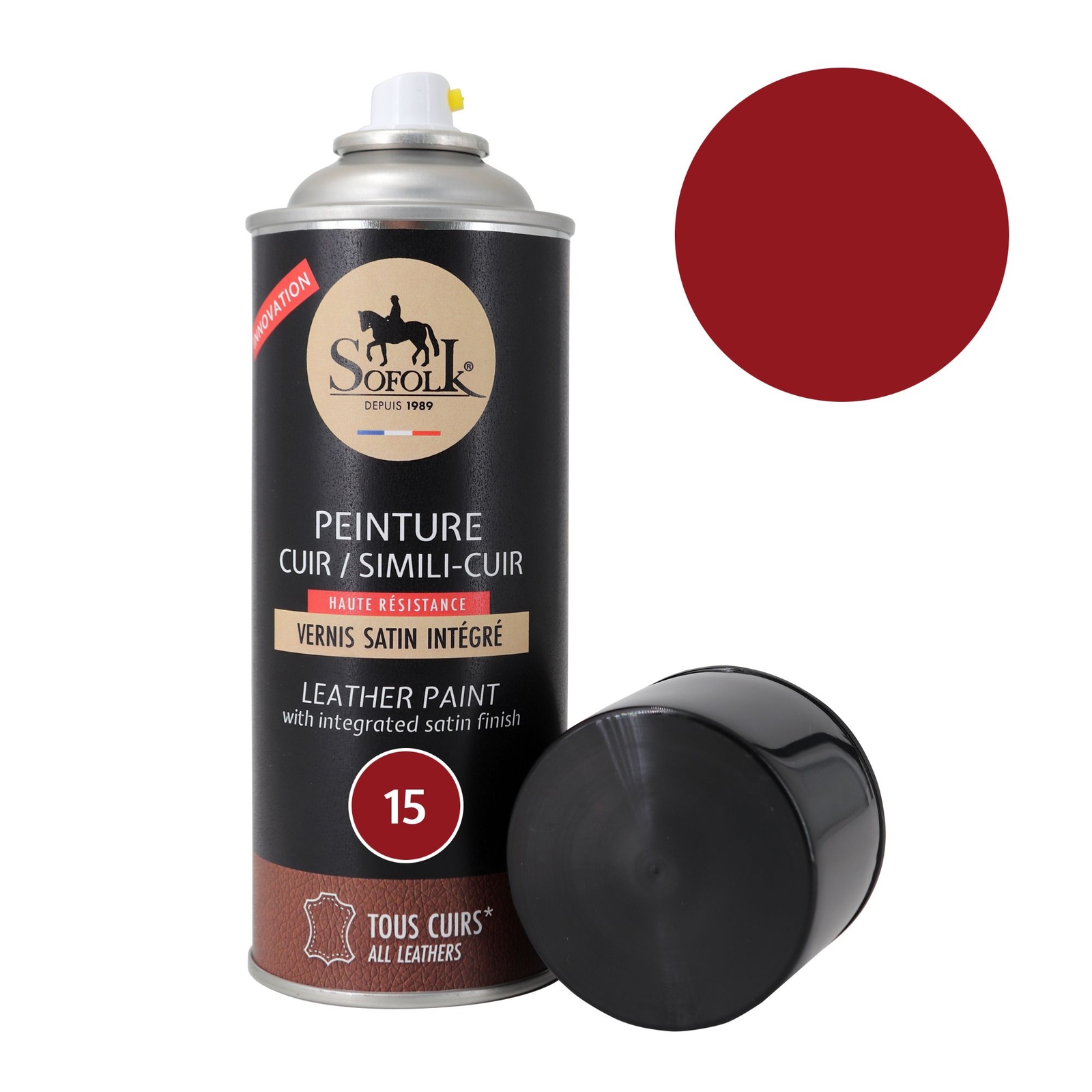 Peinture cuir aerosol pour reparer les eraflures de canape bordeaux