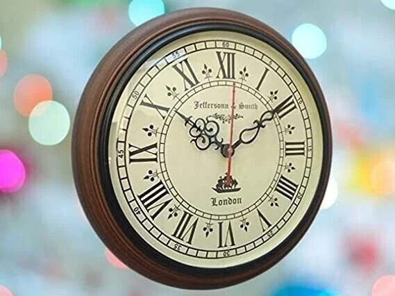 Vintage Wooden Wall Clock Antique Look 12 Inch Home Office Décor Christmas Gift - Image 4 of 4