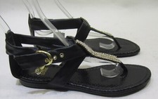 new Summer Black/Silver Ankle Strap Flat Sandals Shoes WOMEN Size 6.5