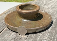 Antique Prim Stoneware Butter Churn Crock Lid 5.75" W HTF Flared Center Collar