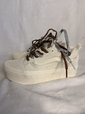 Vans Knu Stack Platform Multi Laces Leather Step Sneakers Women's Sz 7.5 White