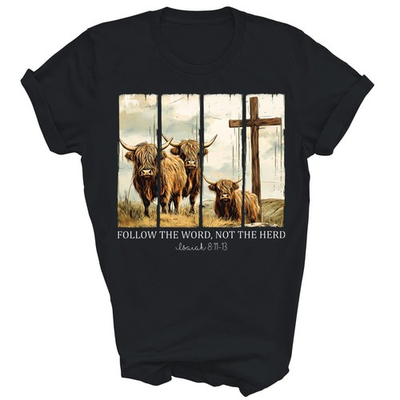 #ad Follow The Word Not The Herd Christian Highland Cow Unisex Shirt Gift $17.82
