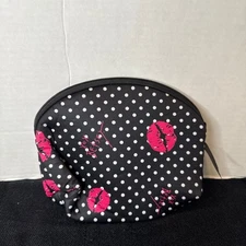 NIP Betsey Johnson XOX BETSEY Polka Dot Kisses Cosmetic Bag Soft