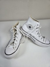 Converse All Star Chuck Taylor Lift Platform Leather Womens Shoes sz 8.5 White