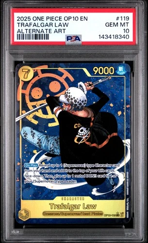 2025 ONE PIECE OP10 ROYAL BLOOD ALTERNATE ART #119 TRAFALGAR LAW PSA 10