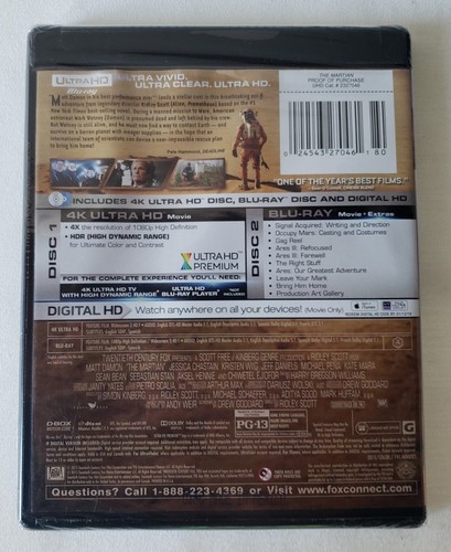 The Martian ( 4K Ultra HD + Blu-Ray ) New Sealed Matt Damon - Picture 2 of 2