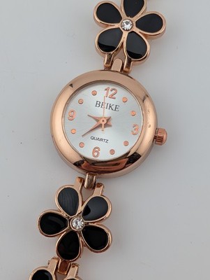 Beike Flower Watch Women 22mm Rose Gold Case 7.5'' Band- New Battery
