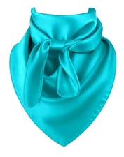 Teal Blue Wild Rag Large Scarf 35x35 Inches Silk Feel Polyester Western Accesso