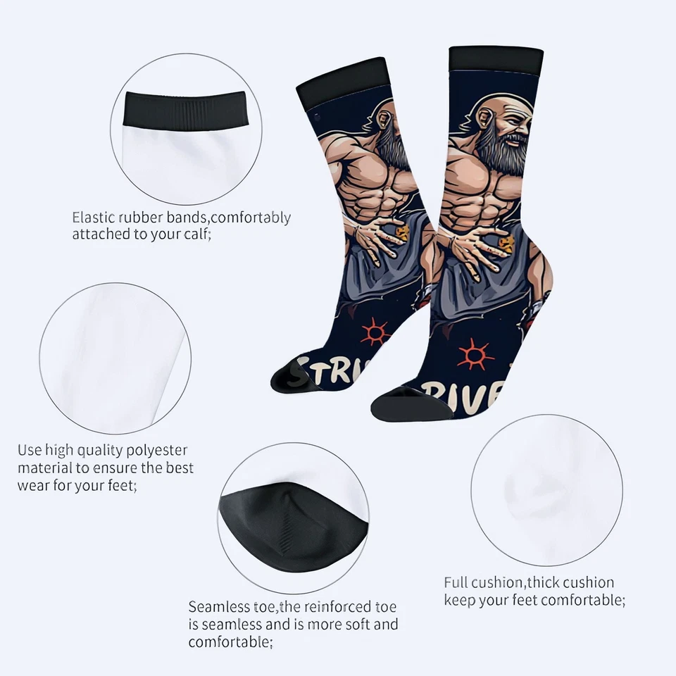 Calcetines de moda unisex (2 pares) - Diseño vibrante de dibujos animados con hombre musculoso Foto 3 de 4