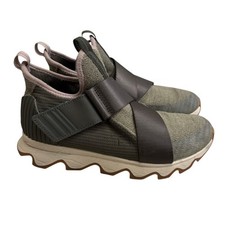 Sorel Kinetic Sneak Sage Green Mauve Pink Knit Strap Sneakers Womens 8