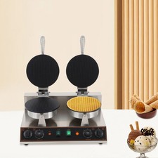 Commercial Waffle Cone Maker Nonstick Ice Cream Cone Electric Double Egg Roll US
